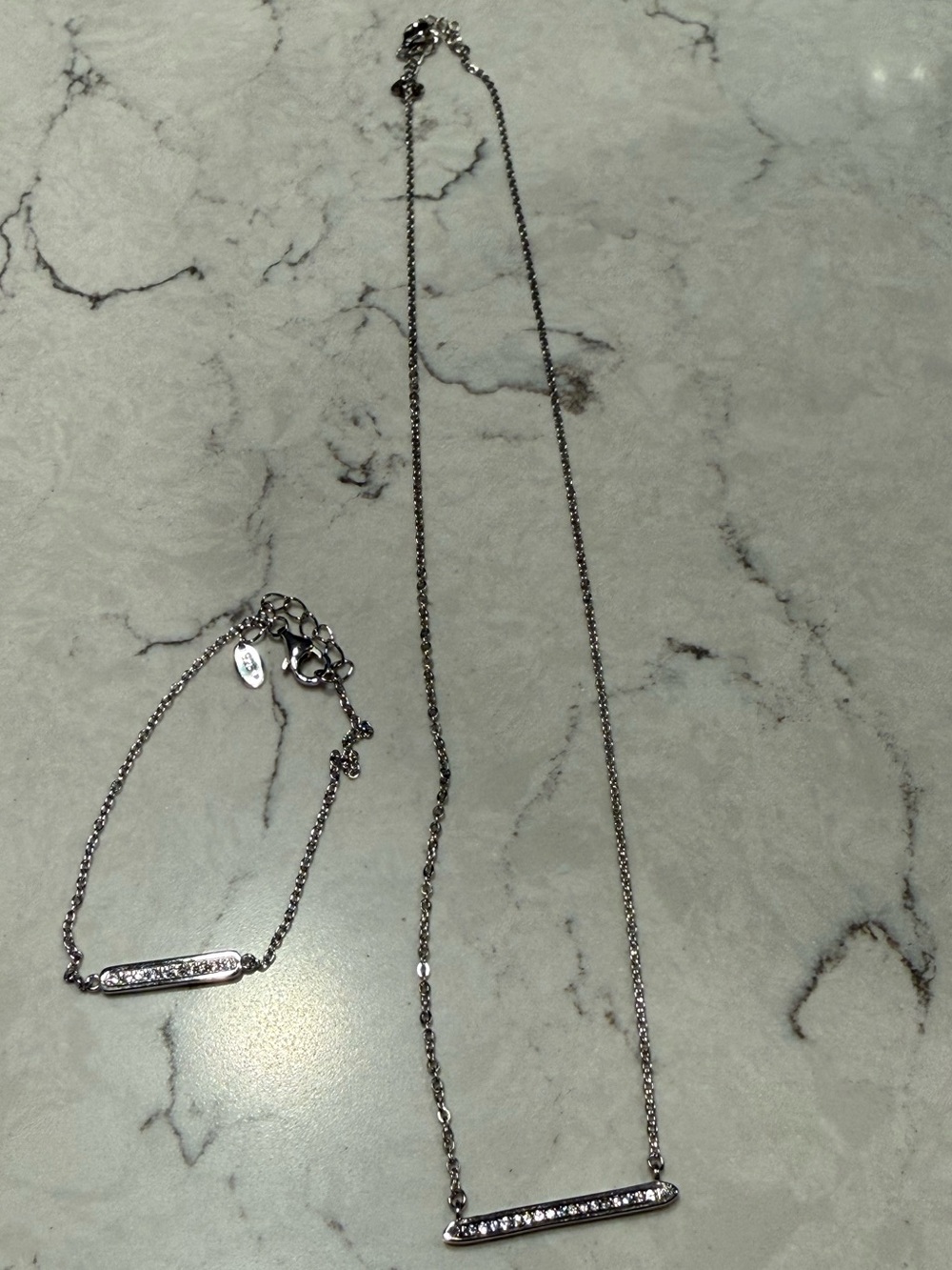 Sterling Silver Bar Necklace and Bracelet Set